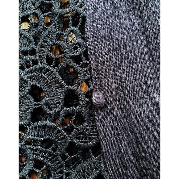 Tunic Top Shabby Chic Cottagecore Crochet Sleeveless Boho  in Navy Medium - Picture 14 of 15